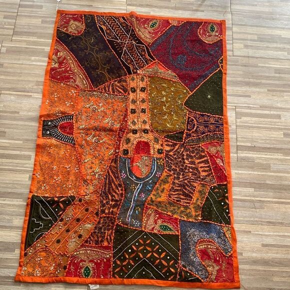 Kookoo Bean & Co all beaded/ embroidered  wall hanging Indian tapestry - Picture 1 of 15